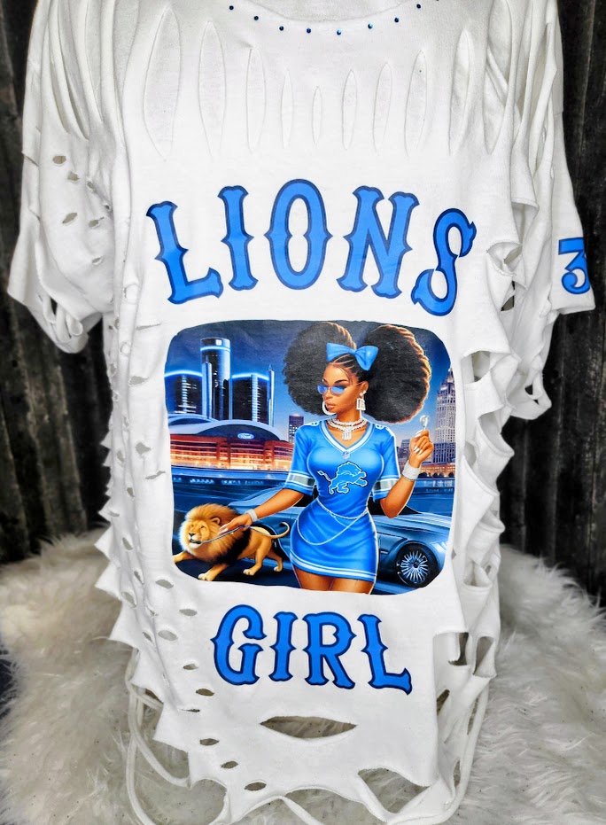 L GIRL SHREDDED CUSTOM T-SHIRT