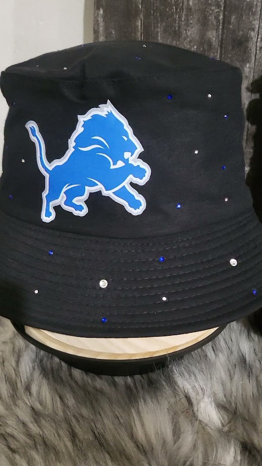 Custom Rhinestone Lions Bucket Hat & Junk Sock Set