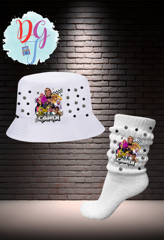 CARDI B JUNK SOCKS AND BUCKET HAT SET